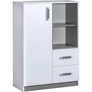 Komoda TRUFEL 6- Komoda 90 vysoká (Trafiko 6) - bílá/šedá (DO) (K150-Z)