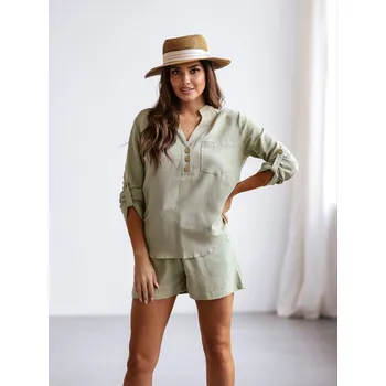 Dámská košile Khaki dámská košile s dlouhým rukávem Breezy Linen Bolf VE51 - L