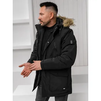 Pánský kabát Černá pánská zimní bunda parka aljaška Bolf WX032A1 - XL