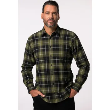 Pánská košile JP1880, Plus size Kostkovaná flanelová košile JP1880, Kent límeček, Modern střih, do 8XL pro plnoštíhlé nadměrná velikost, 832130641-1907, zelený, 8XL, Plus size oblečení, Oblečení pro vysoké muže, Nadměrné velikosti, Oblečení pro plnoštíhlé.
