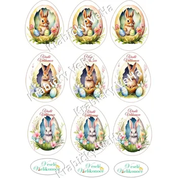 Jedlá dekorace na dort Fondánový list A4 motiv "Velikonoční vejce " 7 cm
