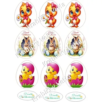 Jedlá dekorace na dort Fondánový list A4 motiv "Velikonoční vejce " 7 cm