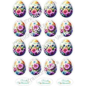 Jedlá dekorace na dort Fondánový list A4 motiv "Velikonoční vejce " 5 cm
