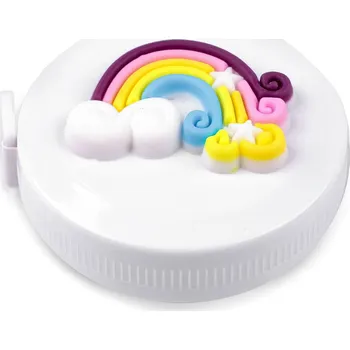 Krejčovský svinovací metr s 3D obrázkem 900256/01 bílý - duha, oboustranný metry/palce/inches, plastový, délka 150cm/60inch