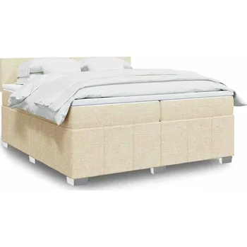 Postel vidaXL Box spring postel s matrací 200x200 cm textil [3287172] Barva: krémová