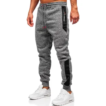Pánské oblečení Antracitové pánské zateplené jogger tepláky Bolf Q1100 - XL