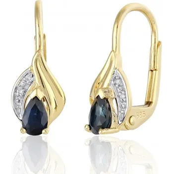 Náušnice Gems, Působivé náušnice Roya, kombinované zlato s brilianty a safíry, Patent dámský, 585-38-3-0945.2ZB0.0.00.HSI.602.08