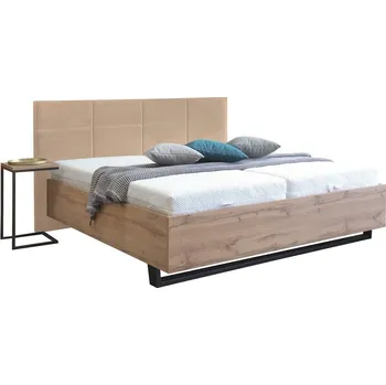 Postel EDISON 2 LINE š.180 postel s úp ITG /ROŠTY/+2XMATRACE-boční výklop,lamino Dub pobřežný/noha černá/čelo látka BÉŽOVÁ CD 04(Cloud 03)/ 2xmatrace Fines Taštičková 90x20x200potah Silver, kolekce "FN" (ERIKA-ITG,ROŠTY, PODNOŽ, MATRACE=9BALÍKŮ)(K250)NOVÁ