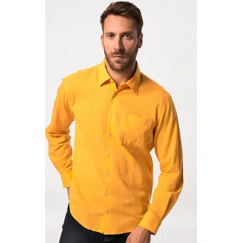 Pánská košile JP1880, Plus size Košile, lněná směs, dlouhé rukávy, Kent límeček, Modern střih pro plnoštíhlé nadměrná velikost, 824155670-1454, oranžový, 5XL, Plus size oblečení, Oblečení pro vysoké muže, Nadměrné velikosti, Oblečení pro plnoštíhlé.