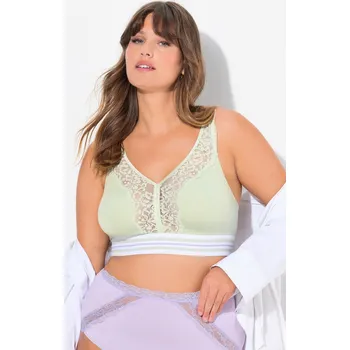 Podprsenka Ulla Popken, Plus size Braletka minimizer, krajka, bez kostic, košíčky C - F pro plnoštíhlé nadměrná velikost, 803815410-1093, tyrkysový, 100D, Nadměrné velikosti, Plus size oblečení, Oblečení pro boubelky, Oblečení pro baculky, Oblečení pro plnoštíhlé, O