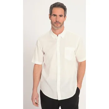 Pánská košile JP1880, Plus size Lněná košile, krátké rukávy, límec s knoflíky, Modern střih pro plnoštíhlé nadměrná velikost, 782692200-1456, bílý, 7XL, Plus size oblečení, Oblečení pro vysoké muže, Nadměrné velikosti, Oblečení pro plnoštíhlé.