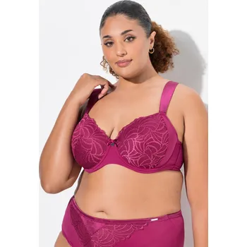Podprsenka Ulla Popken, Plus size Podprsenka s kosticemi, měkké košíčky, krajka, košíčky B-E pro plnoštíhlé nadměrná velikost, 833320817-1104, růžový, 105E, Nadměrné velikosti, Plus size oblečení, Oblečení pro boubelky, Oblečení pro baculky, Oblečení pro plnoštíhlé,
