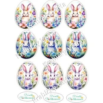 Jedlá dekorace na dort Fondánový list A4 motiv "Velikonoční vejce " 7 cm