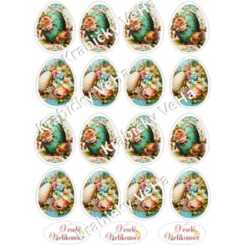 Jedlá dekorace na dort Fondánový list A4 motiv "Velikonoční vejce " 5 cm