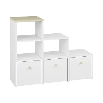 Pohovka EMPOLI 12 -regál 3S, lamino, bílá/ buk fjord (ML) (ELMO12=2BALÍKY) ***DO VYPRODÁNÍ