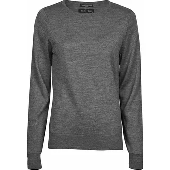 Dámský svetr Tee Jays Dámský merino svetr s kulatým výstřihem Barva: šedá melír, Velikost: M