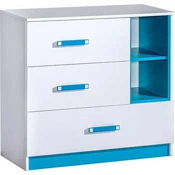 Komoda TRUFEL 8- Komoda 90 (Trafiko 8) - bílá/tyrkys (DO) (K150-Z)