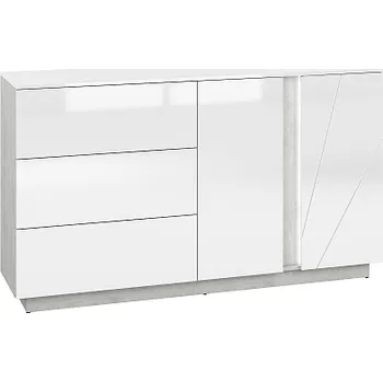 Komoda LAMIA 06 -komoda 3S2D, lamino, beton/bílá lesk/bílá lesk MDF (ML) (LUMENS06=2BALÍKY) ***DO VYPRODÁNÍ