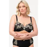 Ulla Popken, Plus size Podprsenka s kosticemi, výšivka, košíčky C-F pro plnoštíhlé nadměrná velikost, 832799100-1121, černý, 90F, Nadměrné velikosti, Plus size oblečení, Oblečení pro boubelky, Oblečení pro baculky, Oblečení pro plnoštíhlé, Oblečení pro vy