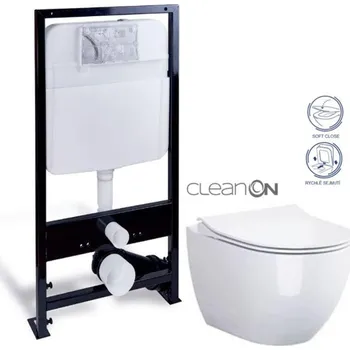 WC sada PRIM předstěnový instalační systém bez tlačítka + WC CERSANIT ZEN CLEANON + SEDÁTKO PRIM_20/0026 X HA1