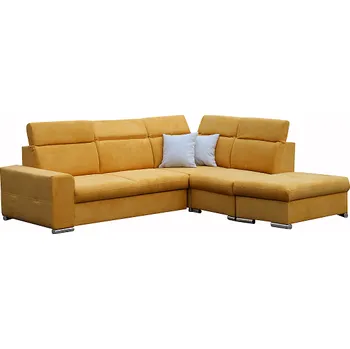 Sedací souprava ROMEO Levá - sedací souprava, látka HOŘČICOVÁ Brooklyn mostaza/poštářky dek.Brooklyn fog -světle šedá(FE) kolekce - "E" (K250)