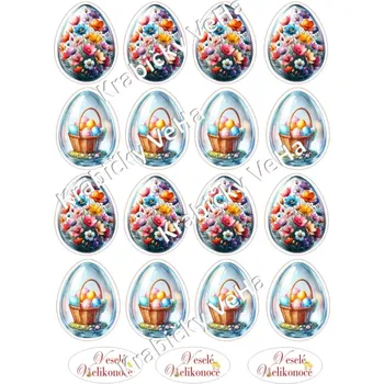 Jedlá dekorace na dort Fondánový list A4 motiv "Velikonoční vejce " 5 cm