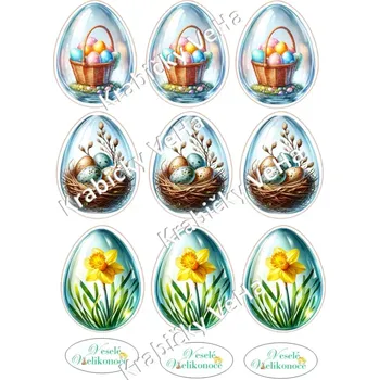 Jedlá dekorace na dort Fondánový list A4 motiv "Velikonoční vejce " 7 cm