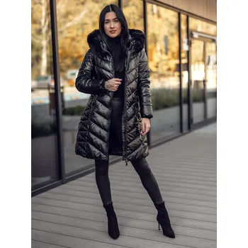 Černá dámská prodloužená prošívaná zimní bunda s kapucí kabát Bolf 16M9100A2 - L