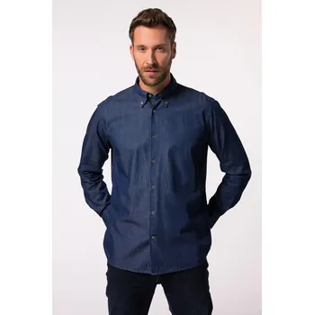 Pánská košile JP1880, Plus size Džínová košile JP1880, dlouhé rukávy, límeček s knoflíky, Comfort střih, do 8XL pro plnoštíhlé nadměrná velikost, 829413902-1452, modrý, 3XL, Plus size oblečení, Oblečení pro vysoké muže, Nadměrné velikosti, Oblečení pro plnoštíhlé.
