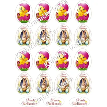 Jedlá dekorace na dort Fondánový list A4 motiv "Velikonoční vejce " 5 cm