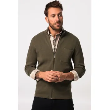 Dámský svetr JP-Aware, Plus size JP AWARE rozepínací svetr, strukturovaný úplet, vintage vzhled, stojáček pro plnoštíhlé nadměrná velikost, 824608640-1456, hnědý, 7XL, Plus size oblečení, Oblečení pro vysoké muže, Nadměrné velikosti, Oblečení pro plnoštíhlé.