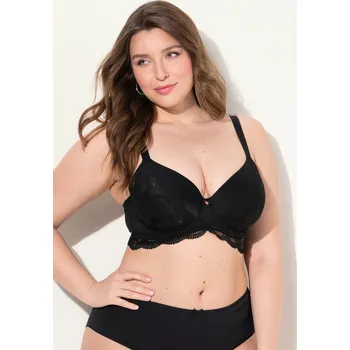 Podprsenka Ulla Popken, Plus size Podprsenka s kosticemi, krajka, měkké košíčky, košíčky B-F pro plnoštíhlé nadměrná velikost, 832809100-1086, černý, 115C, Nadměrné velikosti, Plus size oblečení, Oblečení pro boubelky, Oblečení pro baculky, Oblečení pro plnoštíhlé, 