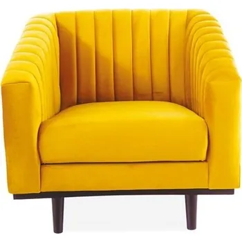 Pohovka ANDREAS 1 VELVET - křeslo , látka HOŘČICOVÁ -CURRY Bluvel 68/ dřevo wenge - (ASPREY1VCU68=1balík) (S) (K250-E)