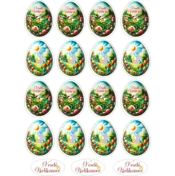 Jedlá dekorace na dort Fondánový list A4 motiv "Velikonoční vejce " 5 cm