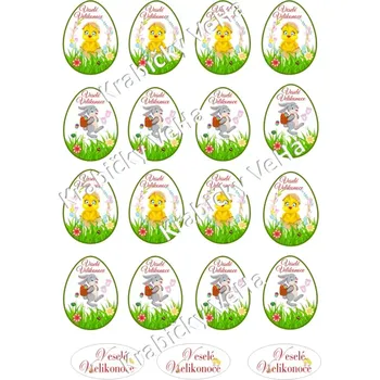Jedlá dekorace na dort Fondánový list A4 motiv "Velikonoční vejce " 5 cm