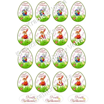 Jedlá dekorace na dort Fondánový list A4 motiv "Velikonoční vejce " 5 cm