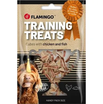 Pamlsek pro psa FLAMINGO Training Treats Cubes with Chicken and Fish 60g