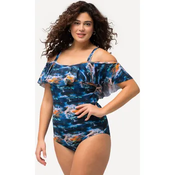 Dámské plavky Ulla Popken, Plus size Plavky, volány, měkké košíčky, nastavitelná ramínka pro plnoštíhlé nadměrná velikost, 827215130-1009, modrý, 46, Nadměrné velikosti, Plus size oblečení, Oblečení pro boubelky, Oblečení pro baculky, Oblečení pro plnoštíhlé, Oblečení 