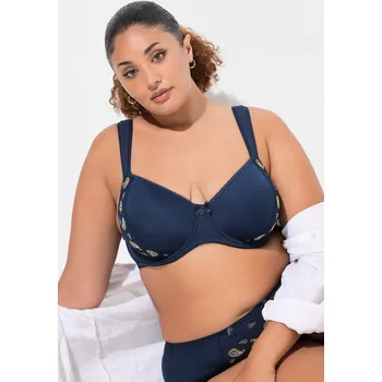 Podprsenka Ulla Popken, Plus size Podprsenka s kosticemi, prostorné košíčky, kašmírový vzor, košíčky B-E pro plnoštíhlé nadměrná velikost, 833318139-1103, modrý, 100E, Nadměrné velikosti, Plus size oblečení, Oblečení pro boubelky, Oblečení pro baculky, Oblečení pro 