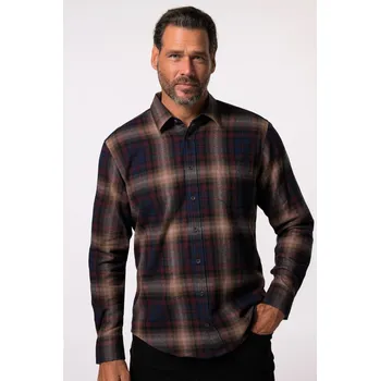 Pánská košile JP1880, Plus size Flanelová košile JP1880, kostkovaná, dlouhé rukávy, Kent límeček, Modern střih, do 8XL pro plnoštíhlé nadměrná velikost, 831519355-1907, nachový, 8XL, Plus size oblečení, Oblečení pro vysoké muže, Nadměrné velikosti, Oblečení pro plnoští