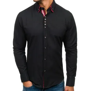 Pánská košile Černá pánská elegantní košile s dlouhým rukávem Bolf 4706 - M