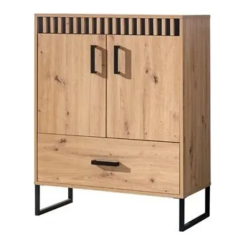 Komoda LINCOLN 4 - KOMODA 2D1S č. 4 (LAMELIX 4=2BALÍKY) - dub artisan/duba artisan lamely/černá (DO) (K150-Z) NOVINKA