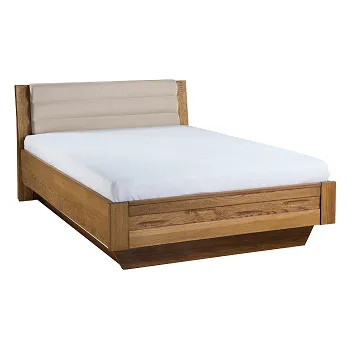 Postel VANCOUVER 74L - postel š.140 s výklopným roštem , ÚLOŽNÝM PROSTOREM- dub rustikal /látka bílá káva Nordic 108 (VELVET L 74 ) (4 balíky) (SZ) (K150)