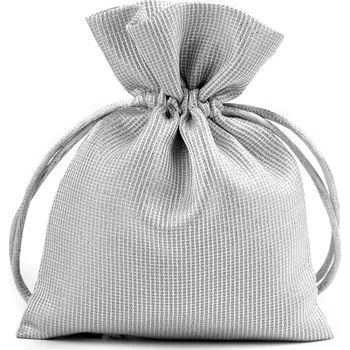 Papír Dárkový pytlík 10x13 cm saténový s lurexem - šedá světlá zlatá