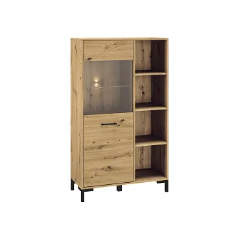 Knihovna NADIA 19 -Vitrína nízká s regálem 1W L/P,lamino Dub artisan (ML) (NEVIO19=3BALÍKY) (K150)NOVINKA