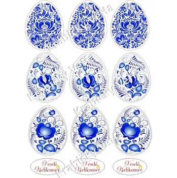 Jedlá dekorace na dort Fondánový list A4 motiv "Velikonoční vejce " 7 cm