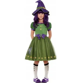 Karnevalový kostým KOSTÝM MALÁ ČARODĚJNICE ČARODĚJKA ZELENÁ 128