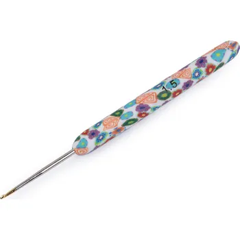 Galanterie Háček na háčkování se silikonovou rukojetí, se zlatou špičkou