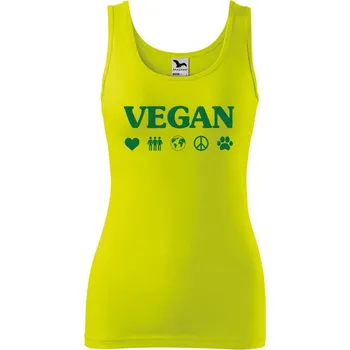 DOBRÝ TRIKO Dámské tílko s potiskem Vegan symboly Velikost: L, Barva: Limetková