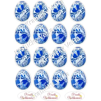 Jedlá dekorace na dort Fondánový list A4 motiv "Velikonoční vejce " 5 cm